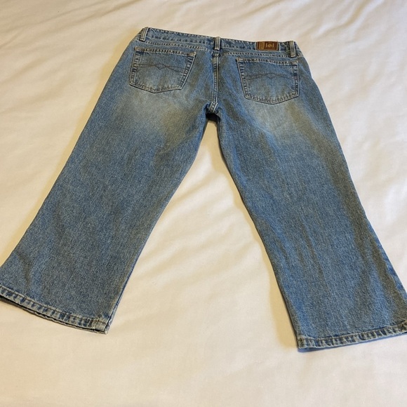 LEI Button Fly Mid Rise Flare Capri Jeans 100% Cotton Y2K Boho Size 13 - Picture 12 of 13